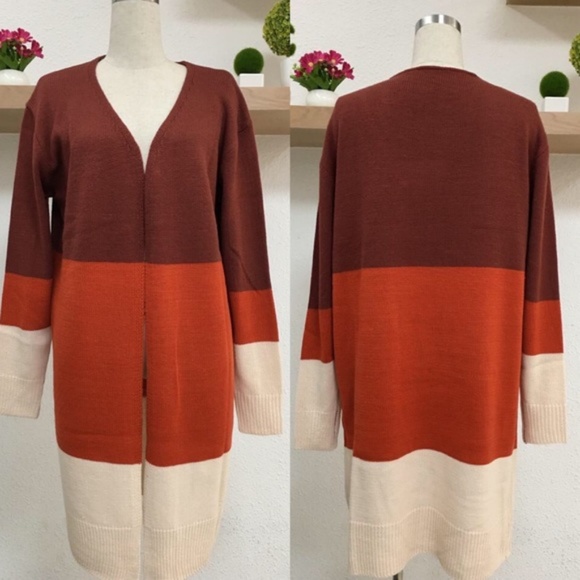 Teresa Color Block Knit Cardigan Sweater Top - Picture 7 of 7